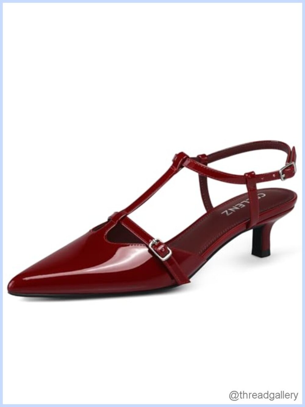 Women's Kitten Heel Pumps Faux Leather Pointed Toe Slingback
